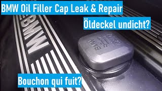 BMW oil filler cap leak amp Repair [upl. by Yob]