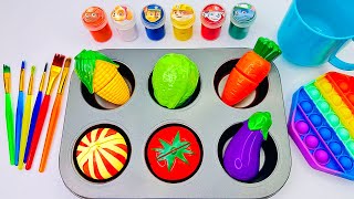 Satisfying Video l How 6 Slime Fruit Forms Rainbow Pan and Lollipops Candy amp Clay Cutting ASMR [upl. by Dygal777]