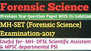 MHSET Forensic Science Previous Year Question Paper Explanation for DFSL ScientificAssistant amp dPSI [upl. by Assirat]