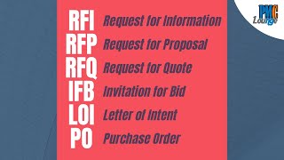 Procurement Documents  RFP RFI RFQ IFB LOI PO [upl. by Zelma]