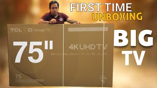 First time Unboxing a 75 inch tv  TCL 75P71B Pro 75inch 4K QLED TV [upl. by Anwahsar609]