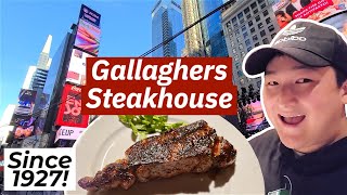 Is the BEST STEAK in NYC in TIMES SQUARE Gallaghers Steakhouse Review [upl. by Nnyled]