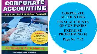 Final Accounts of Companies Exercise Problem No 10 [upl. by Diskin]