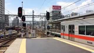 阪神尼崎駅 山陽5000系直通特急発車 Hanshin Amagasaki Station 20147 [upl. by Zitella]