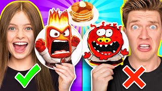 PANCAKE ART CHALLENGE ft Jordan Matter amp ZHC  How To Make Inside Out 2 vs Despicable Me Minion [upl. by Neeoma771]