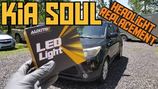 Kia Soul headlight replacement with Auxito LED plug n play [upl. by Ytirev]