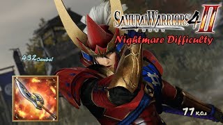 Naomasa Ii  Rare Weapon Nightmare Difficulty  Samurai Warriors 4II [upl. by Htebazie873]