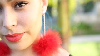 Feather Pom Pom Earrings ♥ DIY [upl. by Munafo]