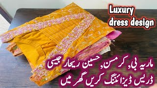 How to Stitch Luxury Lawn dress like High end brand style Luxury dress designing 2024 [upl. by Ssilb818]