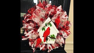 How to make a Deco Mesh Cardinal wreath [upl. by Behrens]