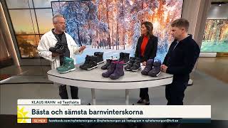 Test av vinterstövlar för barn på TV4 Nyhetsmorgon [upl. by Eessac227]