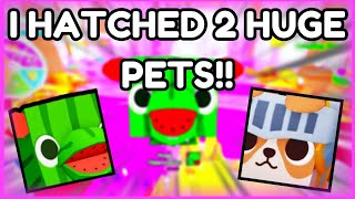 I HATCHED 2 HUGE PETS HUGE HIPPOMELON HATCHED ON CAMERA  Pet Simulator 99  Roblox [upl. by Atinas]