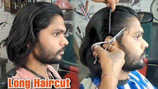 how to cut long haircut for mens  Step by Step Tutorial 2023  Sahil barber [upl. by Peppi]