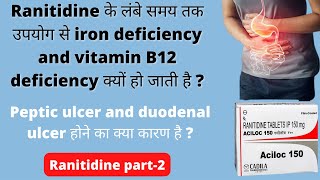 What is the cause of peptic ulcer  Prolonged use of ranitidine may cause iron and vitB12 deficiency [upl. by Nivac]