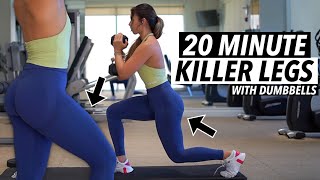 20 MIN DUMBBELL LEG WORKOUT  Glutes Quads Hamstrings and Calves  Circuit Strength Training [upl. by Nnyltiac]