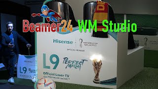 WM Studio Qatar 2022 bei Beamer24 Stadionatmosphäre live erleben mit Hisense LaserTV 100L9GD12 [upl. by Brander]