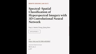 Spectral–Spatial Classification of Hyperspectral Imagery with 3D Convolutional Neural  RTCLTV [upl. by Joiner811]