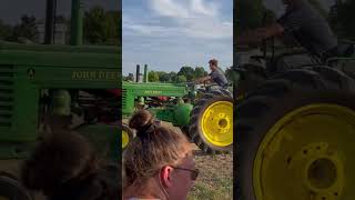 John Deere Model A Pulling pulling johndeere tractor fair farming 2cylinder summer farmall [upl. by Ojoj]