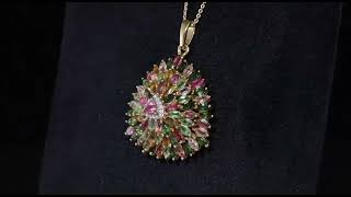 Multi Color Tourmaline amp Moissanite Pendant Necklace in Rhodium over Sterling Silver 650ctw [upl. by Trauner496]