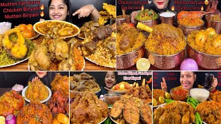 ASMR EATING MUTTON BIRYANI CHICKEN BIRYANI FISH BIRYANIEGG BIRYANI CHICKEN BIRYANI WITH CURRY [upl. by Eanom]