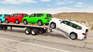 Flatbed Truck Mcqueen  Transportation with Truck  Pothole vs Car 220  BeamNGDrive [upl. by Martella]