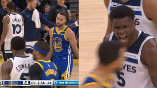 Anthony Edwards screams in Steph Currys face and tells Warriors fans to go home [upl. by Franza942]