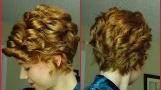 How To Curl A Pixie Haircut Straightener Technique ♥ [upl. by Ecirpac]