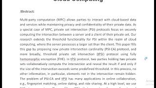 Enabling Threshold Functionality for Private Set Intersection Protocols in Cloud Computing [upl. by Rasec]