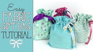 Drawstring Fabric Gift Bag Tutorial  Quick amp EASY Scrap Buster [upl. by Anirbes936]