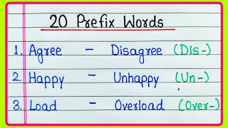 Prefix words  20 Prefix words in English  20 Prefix  prefixes  English Grammar [upl. by Dachy]