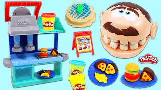 Feeding Mr Play Doh Head Hamburgers Pizza And More [upl. by Zurkow]