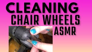 ASMR CLEANING AN OFFICE CHAIR WHEELS asmrcleaning [upl. by Tnerual]