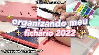 ORGANIZANDO MEU FICHÁRIO 2022 divisóriascomo vou me organizarmatérias… [upl. by Uhile]