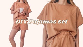 DIY Pajamas set  Beginner friendly sewing tutorial step by step [upl. by Francyne]