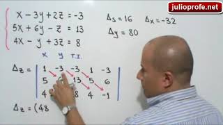 Sistema de 3x3 resuelto por Regla de Cramer [upl. by Carlick]