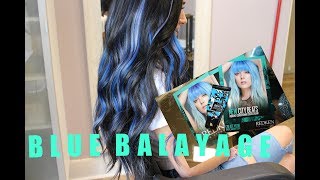 BLUE BALAYAGE ON BLACK HAIR  REDKEN CITY BEATS [upl. by Dlared]