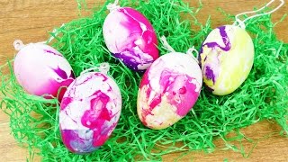 DIY Ostereier mit Nagellack  Eier mamorieren  Cooler Effekt für schöne Osterdeko  Frühling [upl. by Eico784]