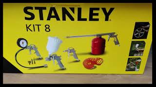 Stanley Kit 8 Luchtgereedschapset 8 delig verfspuit en wassproei pistool extra tov Stanley Kit 6 [upl. by Him513]