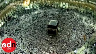 Breathtaking Night Aerials Show Pilgrims Circle Kaaba in Mecca [upl. by Novyert]