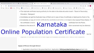 Karnataka  Online Get a Population Certificate Online [upl. by Acemahs]