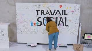 Journées du travail social  Timelaps de la Fresque du travail social réalisée par Anna Lentzner [upl. by Vite5]