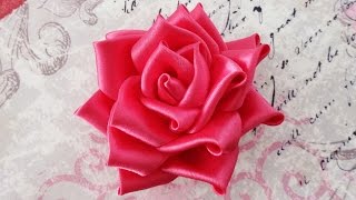 DIY Satin ribbon rose satin ribbon flower tutorialhow tokanzashi [upl. by Unni]