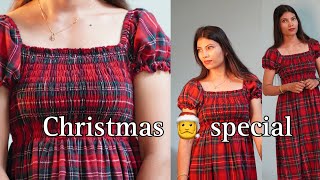 Christmas special 🎅  Shirred top making  harsha designer [upl. by Mikol]