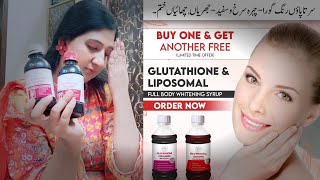 Review on Glutathione ampLiposomal full body whitening syrup skin glowing syrup [upl. by Kohsa]