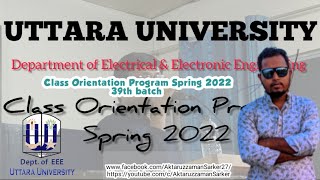 UTTARA UNIVERSITY Dept of EEE Class Orientation Program spring 2022 39th batch [upl. by Odel]