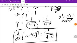 Derivations for arccos and arctan plus 1 example [upl. by Inimod]