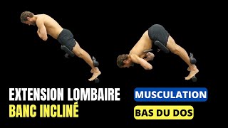 BAS du DOS Exercice musculation  Extension lombaire banc incliné   Musculation DOS [upl. by Llorre]