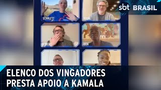 EUA Elenco de quotVingadoresquot faz vídeo em apoio a Kamala Harris  SBT Brasil 011124 [upl. by Mccafferty210]