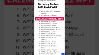 🚨🚨 CALENDARIO 2022 WPT WORLD PADEL TOUR OFICIAL  Link en la descripcion  Shorts [upl. by Aiyn226]