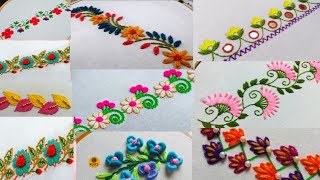 Floral border embroidery design Hand embroidery stitches design beginners 2025 [upl. by Stamata]